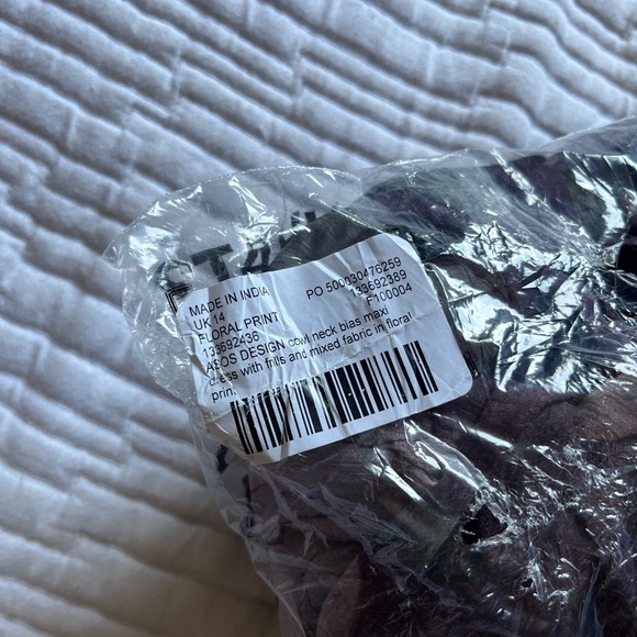 cowl neck bias maxi dress with frills and mixed fabric - Picture 7 of 7